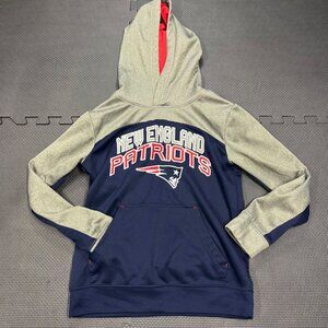 NFL Team Apparel Youth New England Patriots Hoodie M 10/12 Navy & Gray Polyester